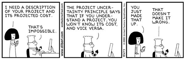 La relation d'incertitude d'Heisenberg par Dilbert
